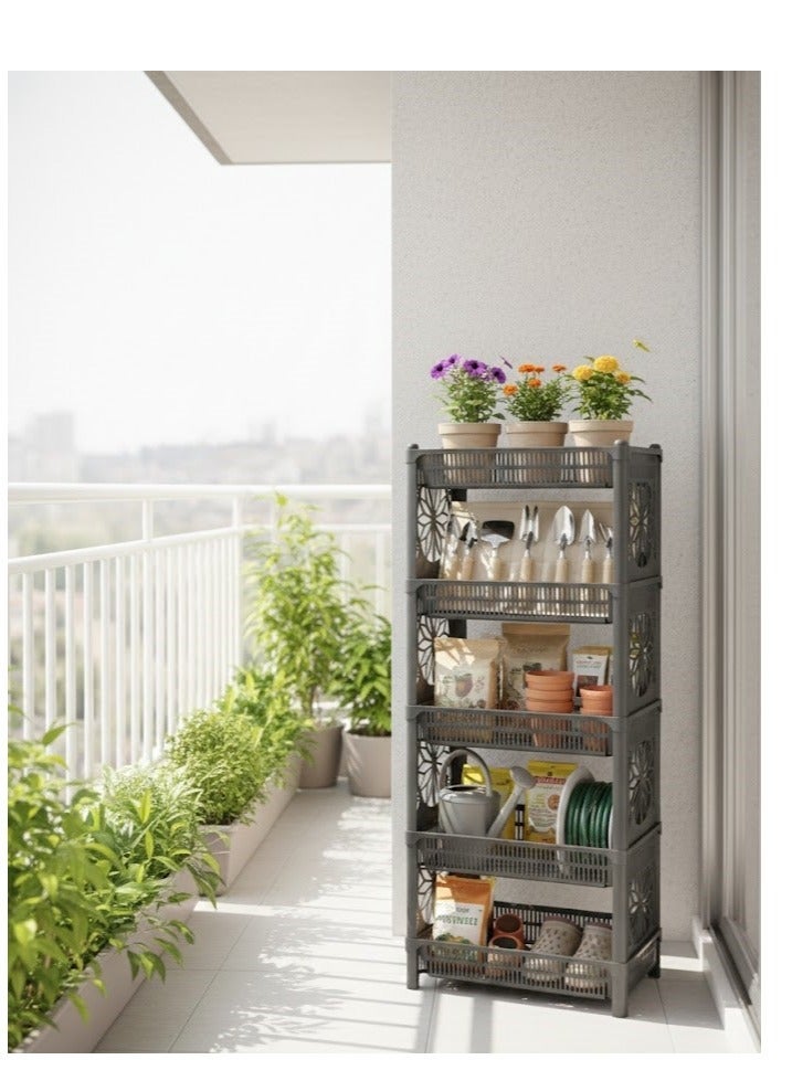 FAVELA Kitchen and bathroom organizer with 5 shelves - multi-purpose - foldable - 29.5 x 44 x 109.5 cm - Image 4